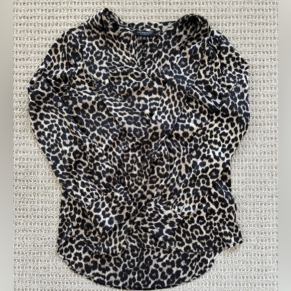 Liverpool Tops - Liverpool Leopard Print Tie Neck Blouse XS